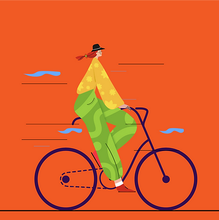 Girl on bike character